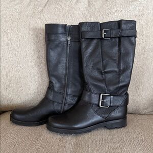 Kenneth Cole Black Leather Combat Boots